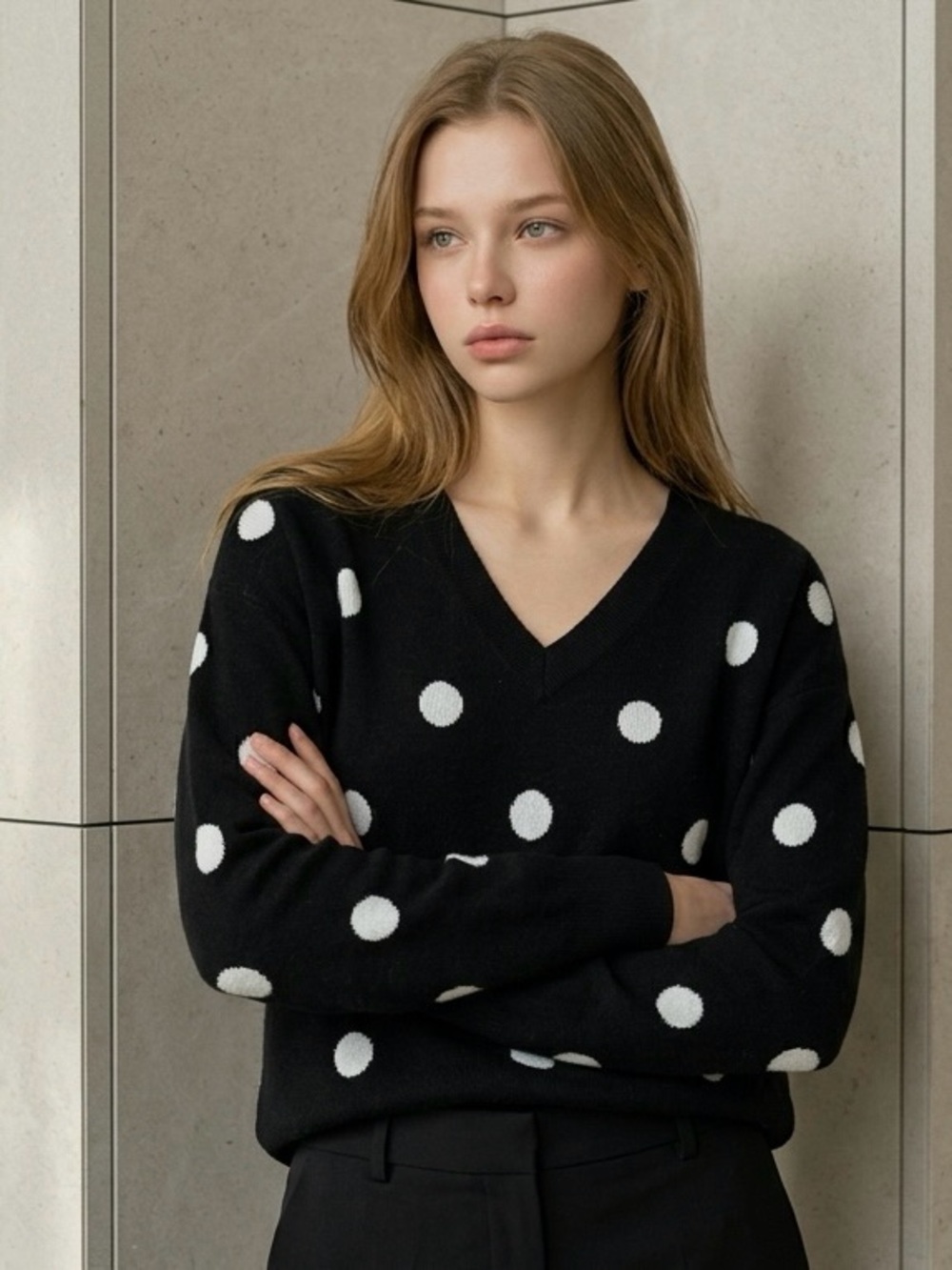 Philosophy Republic V Neck Polka Dot Sweater